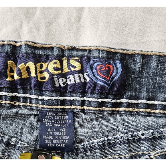 Angels Jeans Girls Size 14 Bootcut Denim Jeans Embroidered Pockets Vintage - Picture 4 of 10